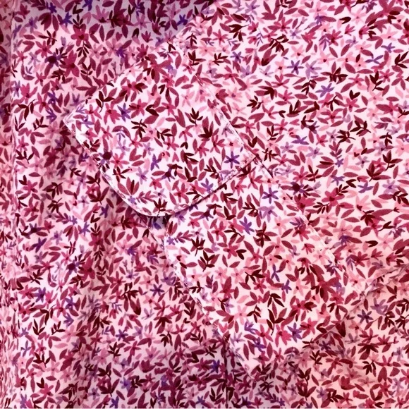 Copper Key Vintage 90s Womens L Pink Oriental Floral Semi Fitted Button Up Shirt - Picture 5 of 9